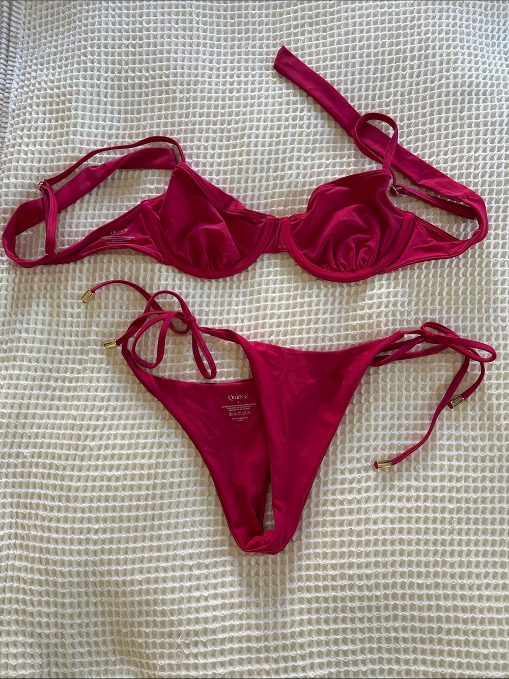 Quince Hot Pink Satin Underwire Tie-Side Bikini